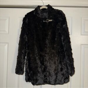 Elegant Black Faux Fur Coat